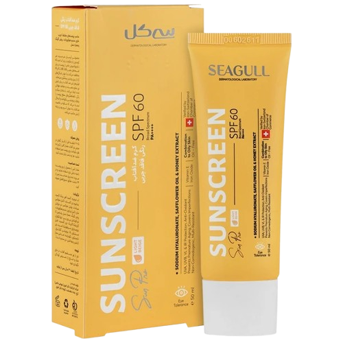 Seagull-Tinted-Sunscreen-Cream-For-Combination-To-oily-skin-50ml-removebg-preview کرم ضد آفتاب رنگی فاقد چربی SPF60 بژ روشن 50میل مناسب پوست مختلط تا چرب سی گل مدل Sunpro - Image 1