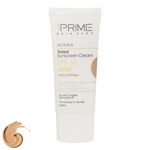 کرم ضدآفتاب رنگی پرایم مدل Acnex Beige SPF60، مناسب پوستهای چرب، حجم 40 میلیلیتر