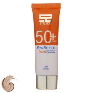 کرم ضد آفتاب رنگی ساین اسکین، SPF 50، مدل Syn Shield، مناسب پوستهای آکنهدار و چرب با حجم 50 میلیلیتر، ضد آب، مرطوبکننده، محافظتکننده در برابر اشعههای UVA و UVB، ضد لک و پیری، ویتامینهای C و E، با ماندگاری 2 ساعته