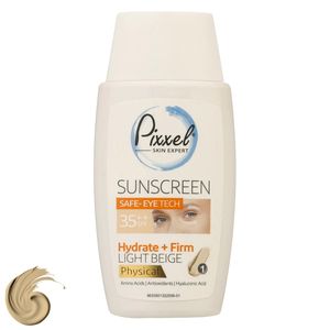کرم ضدآفتاب رنگی دور چشم و صورت پیکسل SPF35 مدل Physical، حاوی محافظ UVA ،++PA و UVB، ضد پیری، مرطوب‌کننده، مناسب انواع پوست حجم 50 میلی‌لیتر