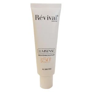 فلوئید ضد آفتاب کلکسیون رویوال spf50 مدل روشن کننده و آبرسان LUMISENSE  مناسب انواع پوست حجم 50 میلی لیتر