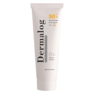 کرم ضد آفتاب بیرنگ درمالوگ، SPF 50، مدل anti spot، مناسب انواع پوست با حجم 50 میلیلیتر، فاقد پارابن، محافظتکننده در برابر اشعههای UVA و UVB، ضد چروک، ضد لک و پیری، دارای فرمولاسیون تیتانیوم دی اکساید و زینک اکساید، با ماندگاری 4 ساعته