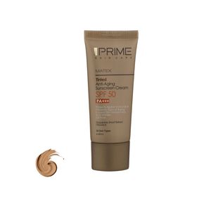کرم ضد آفتاب رنگی پرایم SPF 50 مدل aging محافظ UVA ،UVB و PA+++، ضد چروک و ضد پیری مناسب انواع پوست حجم 40 میلیلیتر
