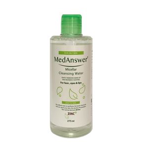 محلول پاک‌کننده آرایش صورت مدانسر مدل میسلار واتر حجم 275 میلی‌لیتر