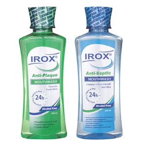 دهان شویه ایروکس مدل Anti Septic-Anti Plaque حجم 250 میلی لیتر بسته 2 عددی