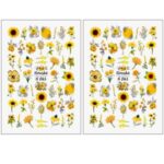 برچسب لنز ناخن مدل گل زرد کد N061 مجموعه 2 عددی