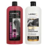 شامپو و نرم‌کننده مو لروکس مدل کراتینه و بدون سولفات وزن 550 گرم مجموعه 2 عددی