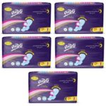 مجموعه 5 عددی نوار بهداشتی شب تافته مدل یلدا، سایز XXL، لایه رویی مشبک با جذب زیاد، بسته 7 عددی، مناسب برای پوست حساس، ضد بو، دارای بسته‌بندی تکی، بالدار