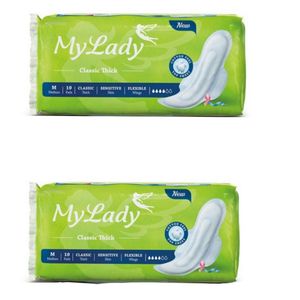 نوار بهداشتی بالدار مای لیدی مدل کلاسیک سایز متوسط بسته 2 عددی