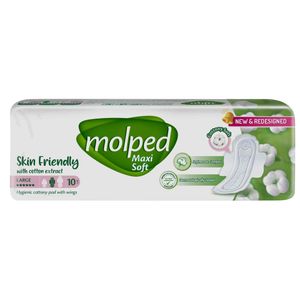 نوار بهداشتی بالدار ضخیم مولپد مدل  Maxi Soft سایز بزرگ بسته 10 عددی