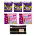 پک نوار بهداشتی تافته مدل Teen دو بسته 7 عددی به همراه پد روزانه مدل Ultra Thin سه بسته 20 عددی و کیف نوار بهداشتی