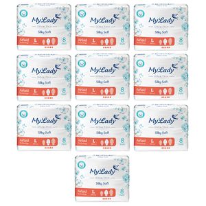 نوار بهداشتی مای لیدی مدل Silky Soft سایز بزرگ مجموعه 10 عددی
