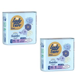 نوار بهداشتی بالدار نازک شب لیدی کر مدل مخملی سایز خیلی بزرگ 2 بسته 8 عددی