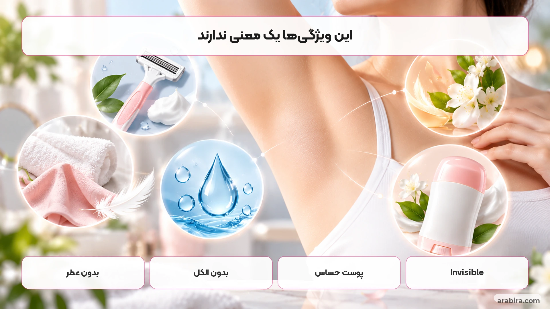 تفاوت معیارهای بدون عطر، بدون الکل، اینویزیبل و مناسب پوست حساس در ضدتعریق