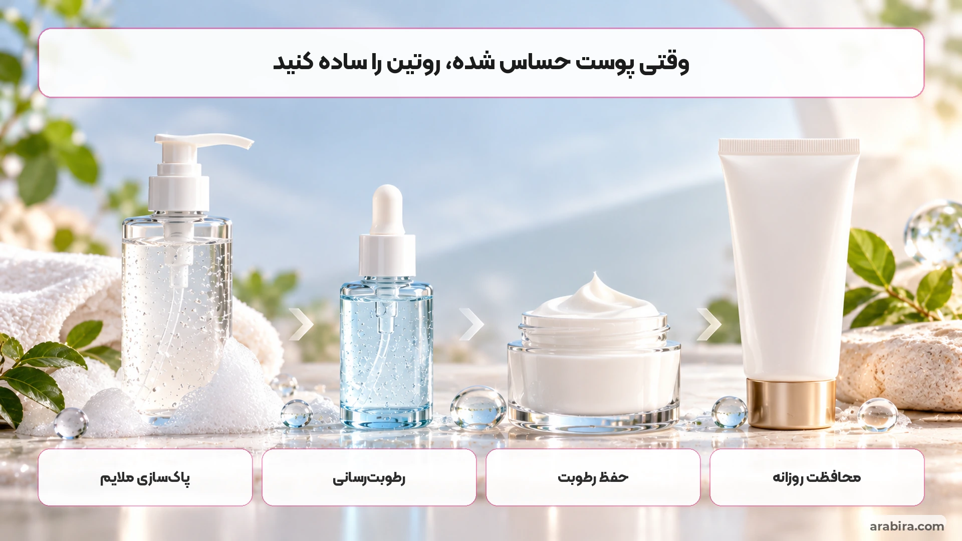 روتین ساده مراقبت از سد دفاعی پوست با شوینده ملایم آبرسان مرطوب‌کننده و ضدآفتاب