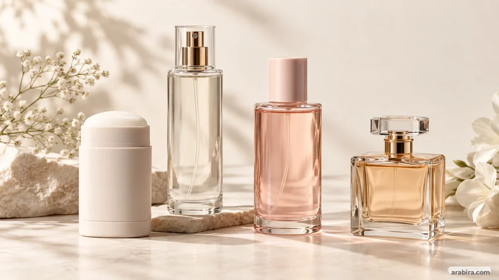 مام، بادی‌میست، بادی‌اسپلش و عطر در یک روتین خوشبویی روزانه